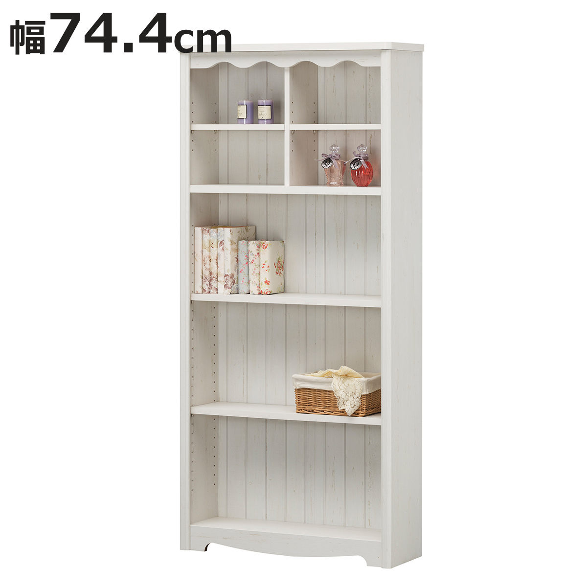 白井産業 オープンラック 幅74.4cm 5段 モンシェリーヌ 白家具 木製