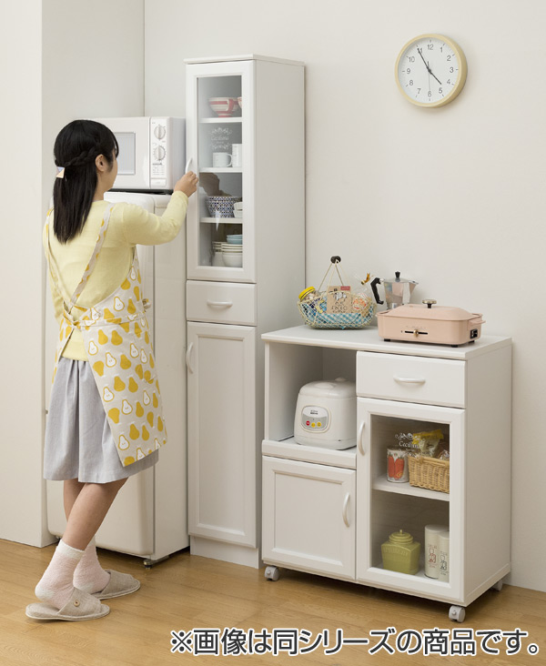 【完成品】 白井産業 レンジ台 キャスター付 セシルナ カフェ風 白井産業 カウンターワゴン 食器棚 キャスター付 カフェ風デザイン