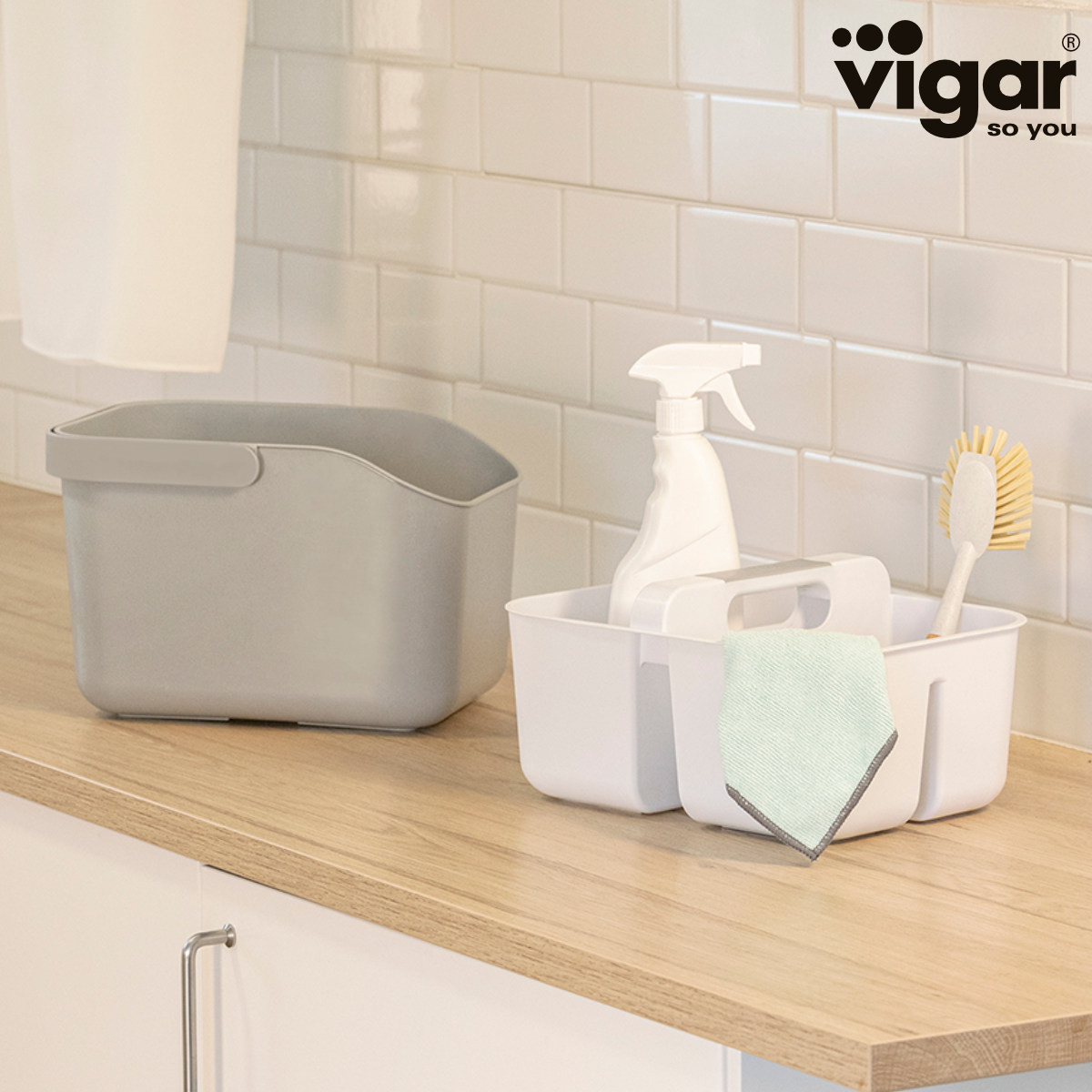 バケツ Vigar レンゴ バケツ＆キャディセット （ ヴィガール ふた付き ばけつ 四角 清掃用具 収納 収納容器 付き つけ置き 洗い 8L ）