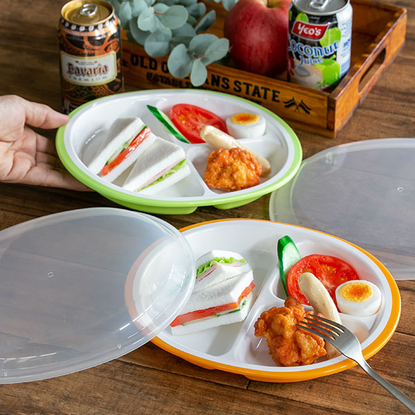 ランチプレート プラスチック 食器 フタ付きランチプレート 丸型 楽弁