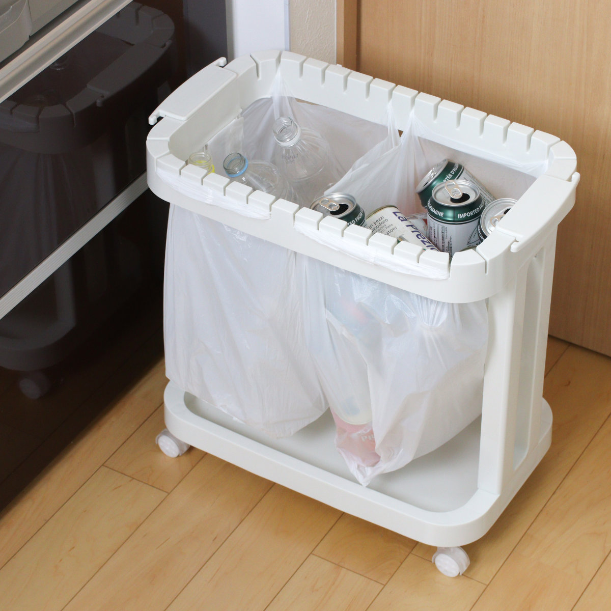 TONBO（新輝合成） ゴミ箱 分別 レジ袋ホルダー キャスター付き