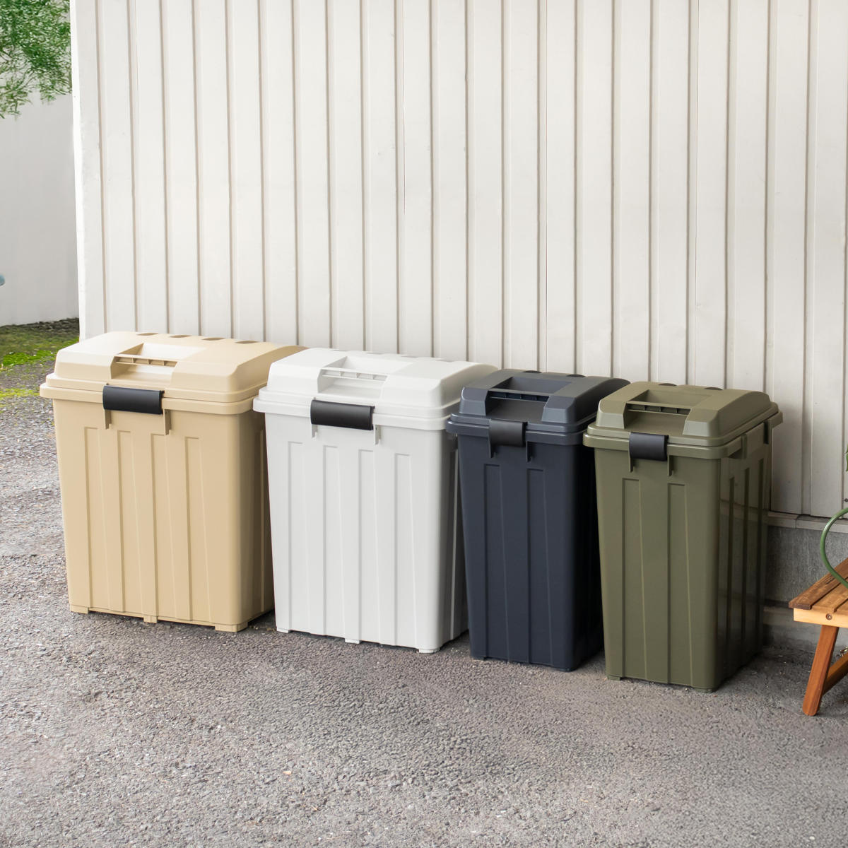 TONBO（新輝合成） ゴミ箱 90L 屋外兼用 同色4個セット 連結ハンドル 