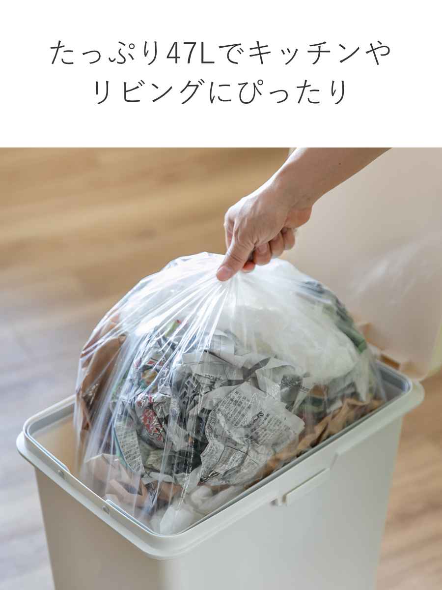 TONBO（新輝合成） ゴミ箱 47L ふた付き セパ 抗菌 分別 スリム ペダル