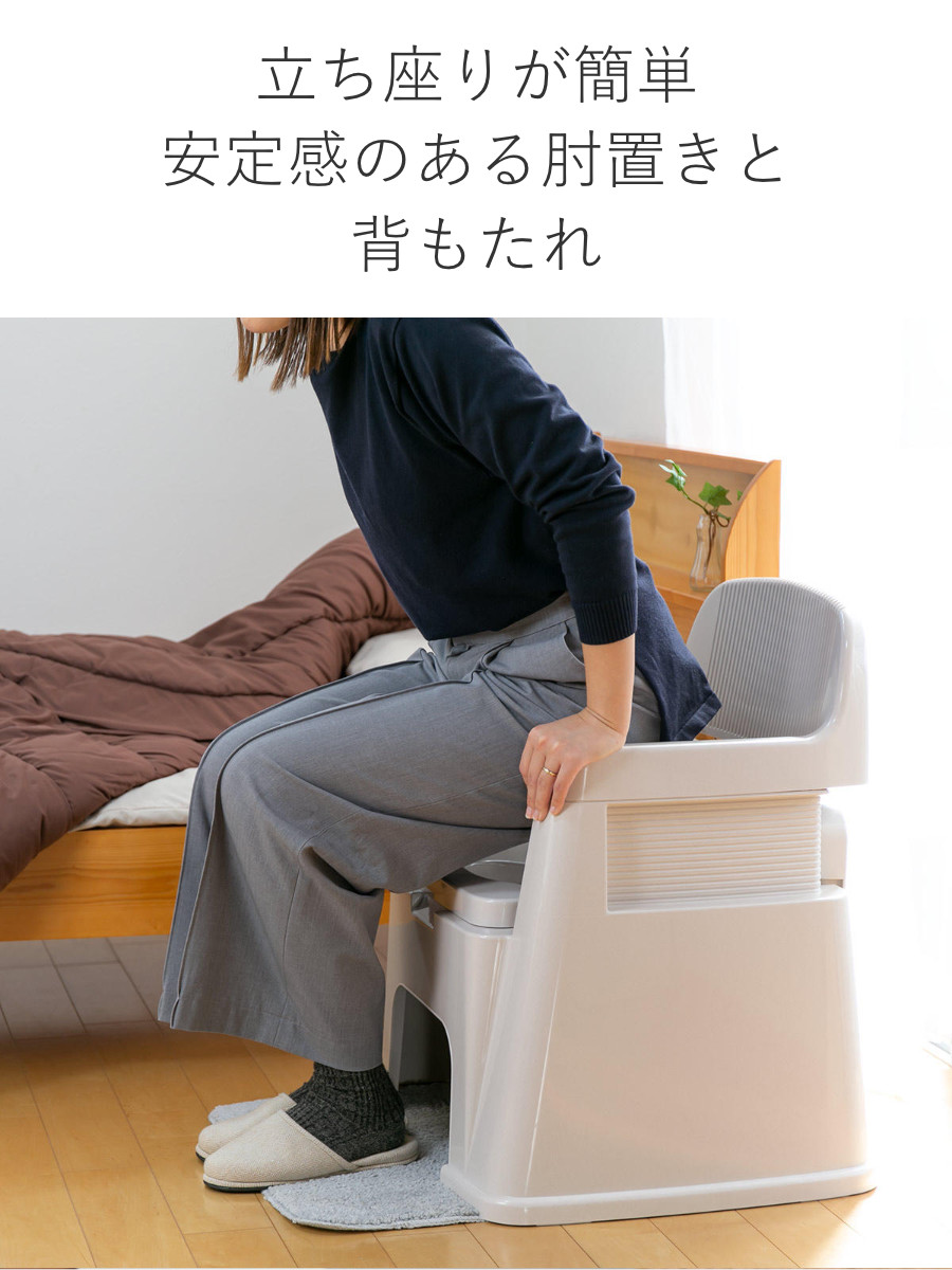 TONBO（新輝合成） ポータブルトイレ 背もたれ型 バケツ付き 介護