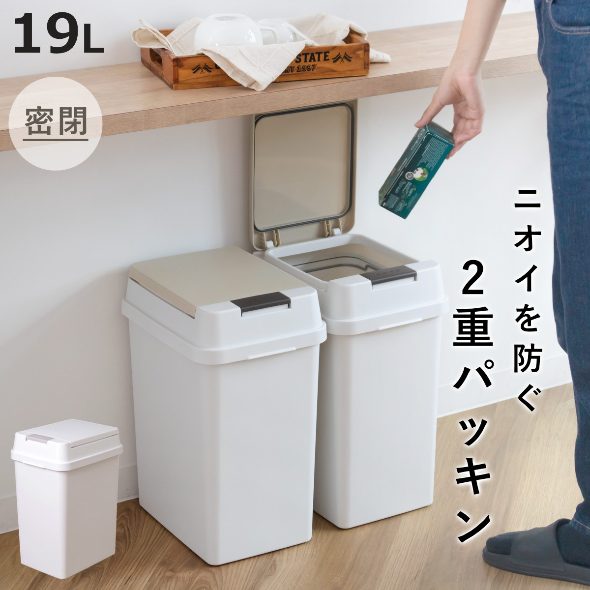 アスベル（ASVEL） ゴミ箱 19L 密閉 プッシュ式 （ ごみ箱 約20L 約20