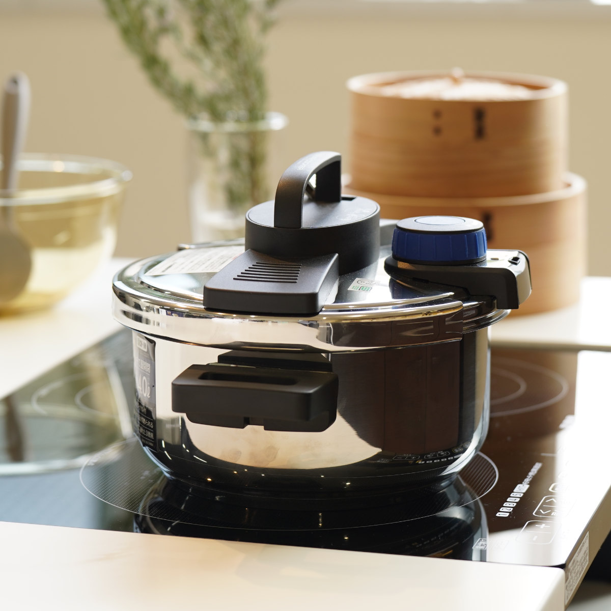 パール金属 圧力鍋 4L IH対応 3層底 ワンタッチレバー 7合炊 （ ih