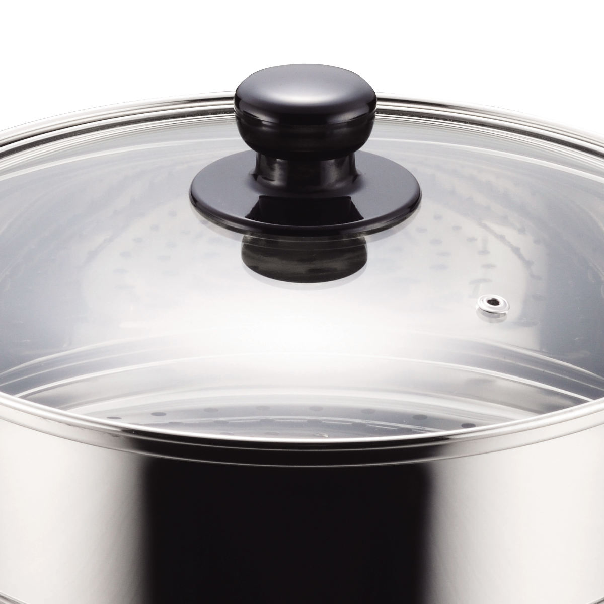 パール金属 両手鍋 26cm IH対応 2段蒸し器 だんらん ガラス蓋付き