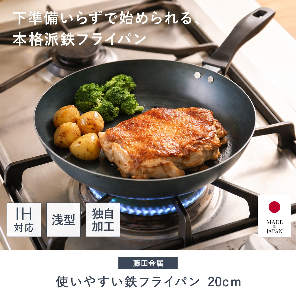 フライパン　20cm EZ鉄　両手鍋ステンレス蓋付 20cm蓋付　２点セット フライパン 20cm EZ鉄 両手鍋ステンレス蓋付 20cm蓋付 2点セット 楽天