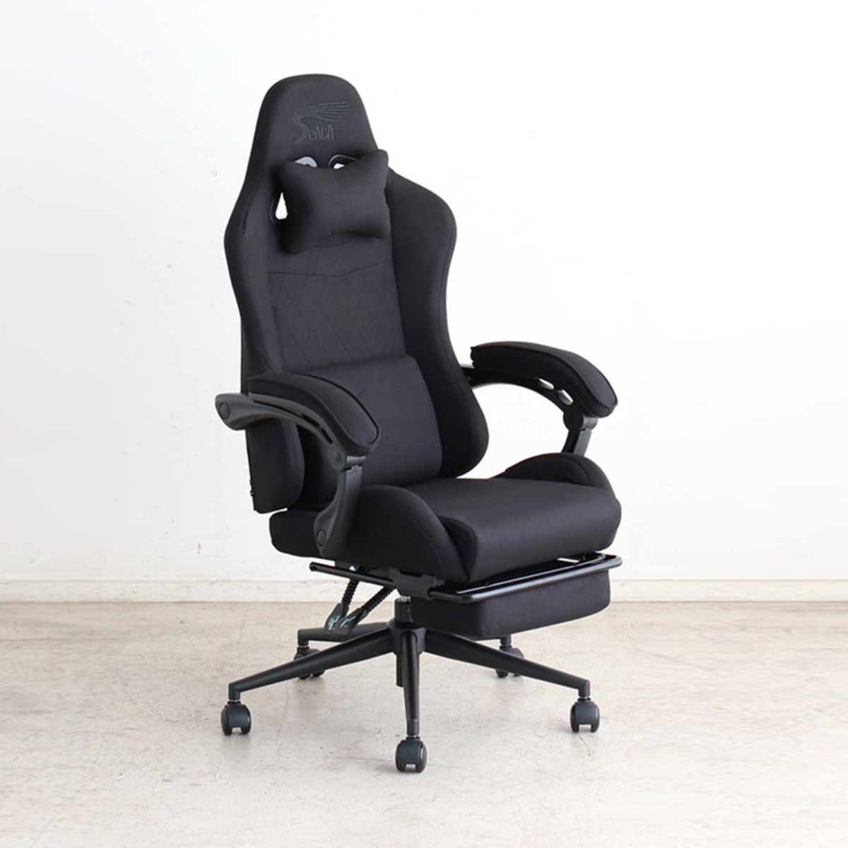 ゲーミングチェア 座面高47.5〜53cm フットレスト付き SeAGA （ チェア