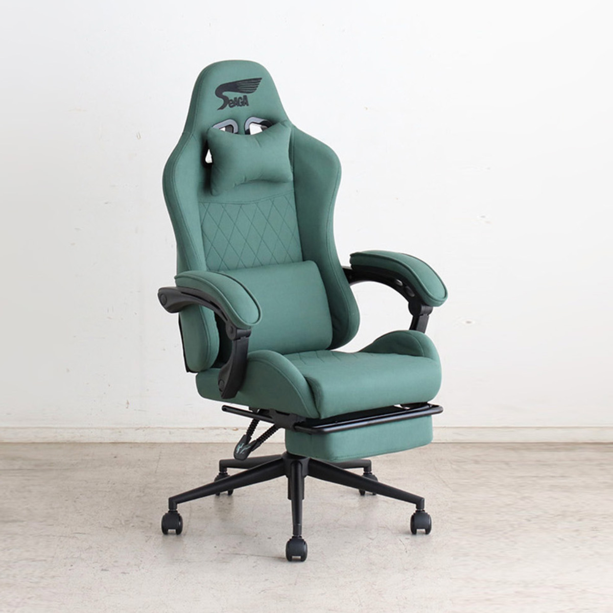 ゲーミングチェア 座面高47.5〜53cm フットレスト付き SeAGA （ チェア