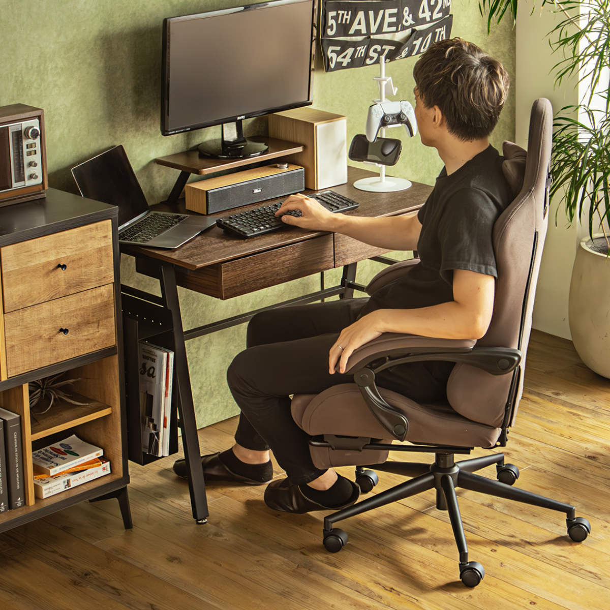 ゲーミングチェア 座面高47.5〜53cm フットレスト付き SeAGA （ チェア