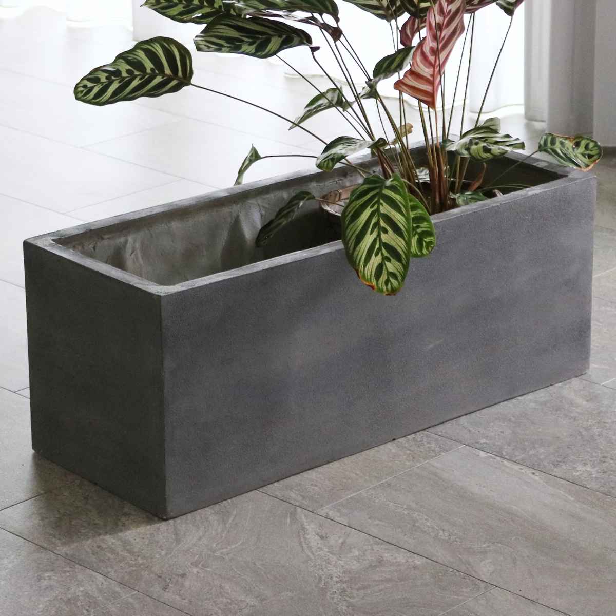プランター グリッテ 石調FRPプランター 幅60cm 幅80cm 長角 大小2個セット （ プランターカバー スクエア 植木鉢 鉢 底穴 屋外 外 家庭菜園 寄せ植え ）_10