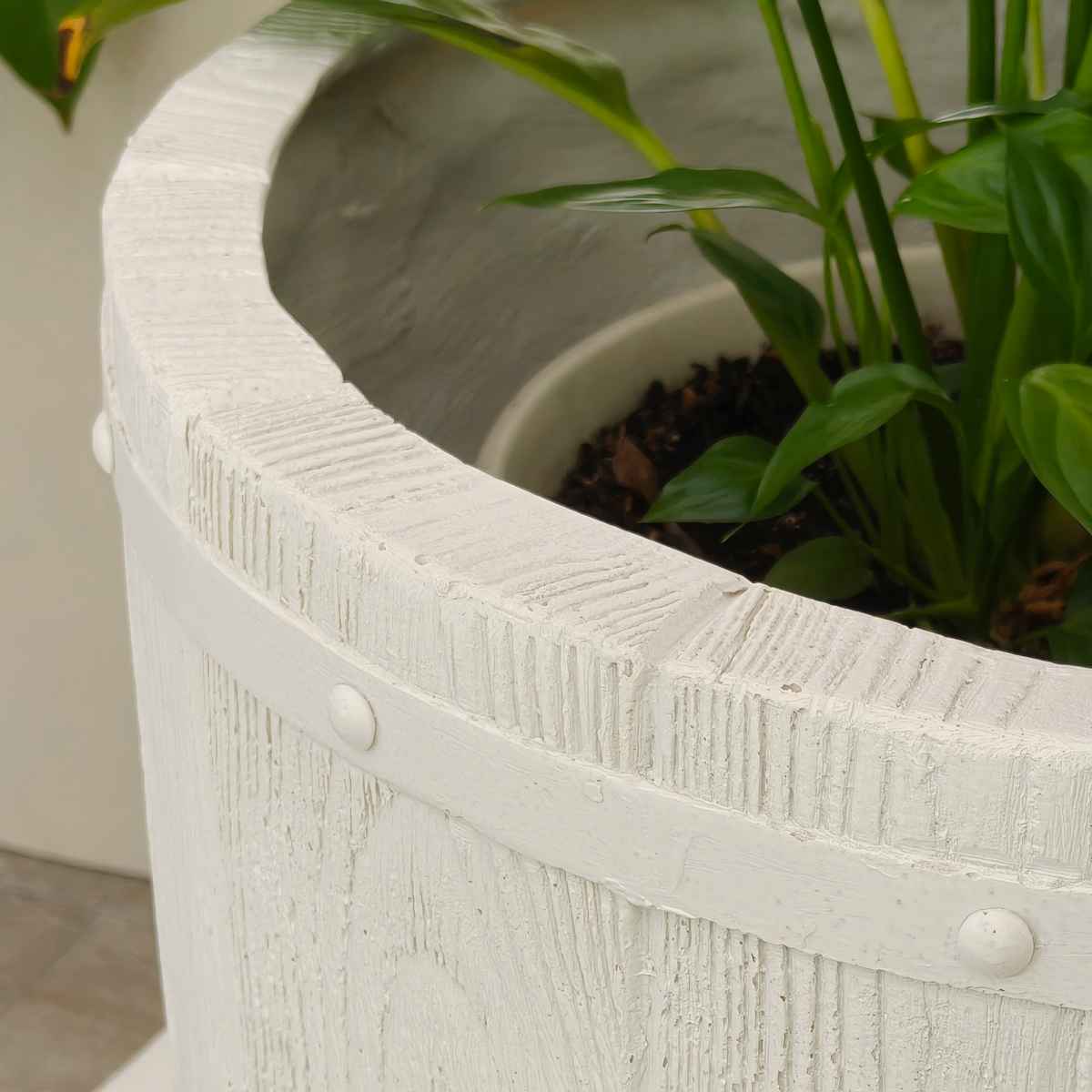 プランター ファーバー 木調FRPプランター 幅40cm 丸型 （ プランターカバー ラウンド 植木鉢 鉢 底穴 屋外 外 家庭菜園 寄せ植え おしゃれ ）_12