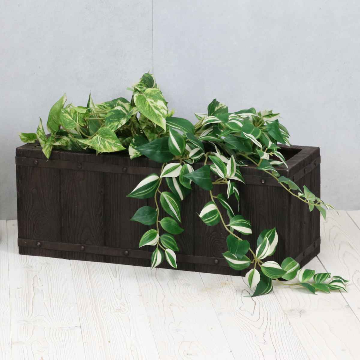 プランター ファーバー 木調FRPプランター 幅60cm 幅80cm 長角 大小2個セット （ プランターカバー ラウンド 植木鉢 鉢 底穴 屋外 外 家庭菜園 寄せ植え ）_10
