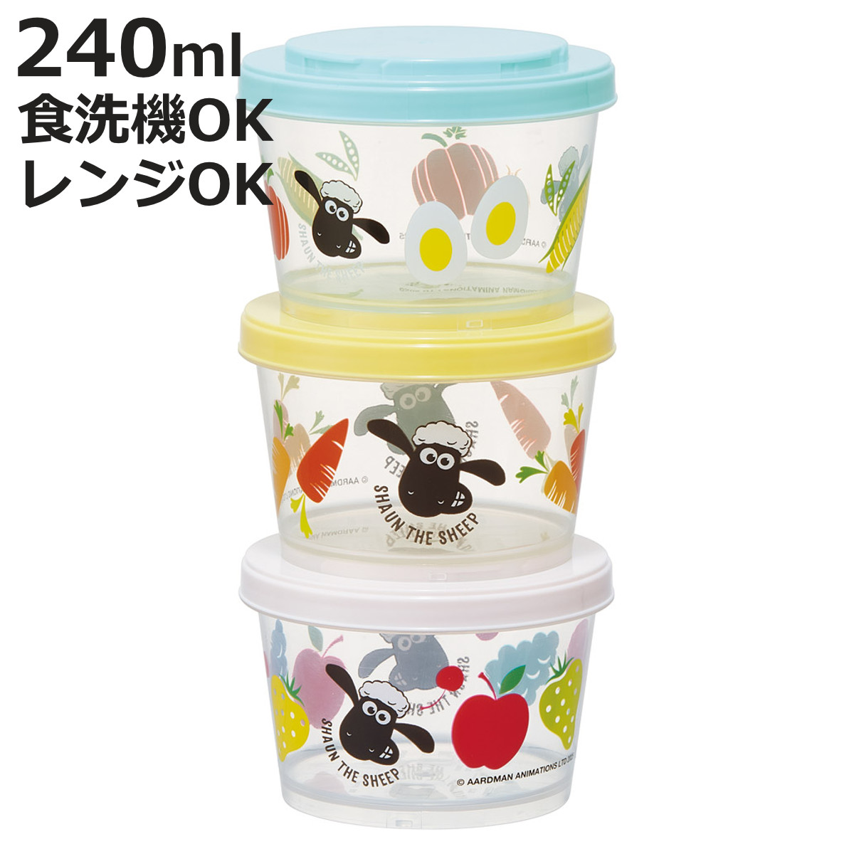 スケーター 保存容器 薄肉保存容器 3個組み ひつじのショーン 240ml