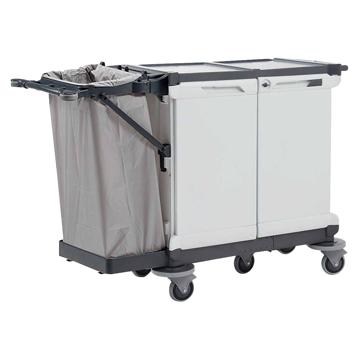 カート リネンカートSKF-1 幅64×奥行154×高さ103.5cm （ 法人限定 山崎産業 台車 回収用 袋付き リネン タオル 衣類 ホテル 旅館 客室 静音 ）