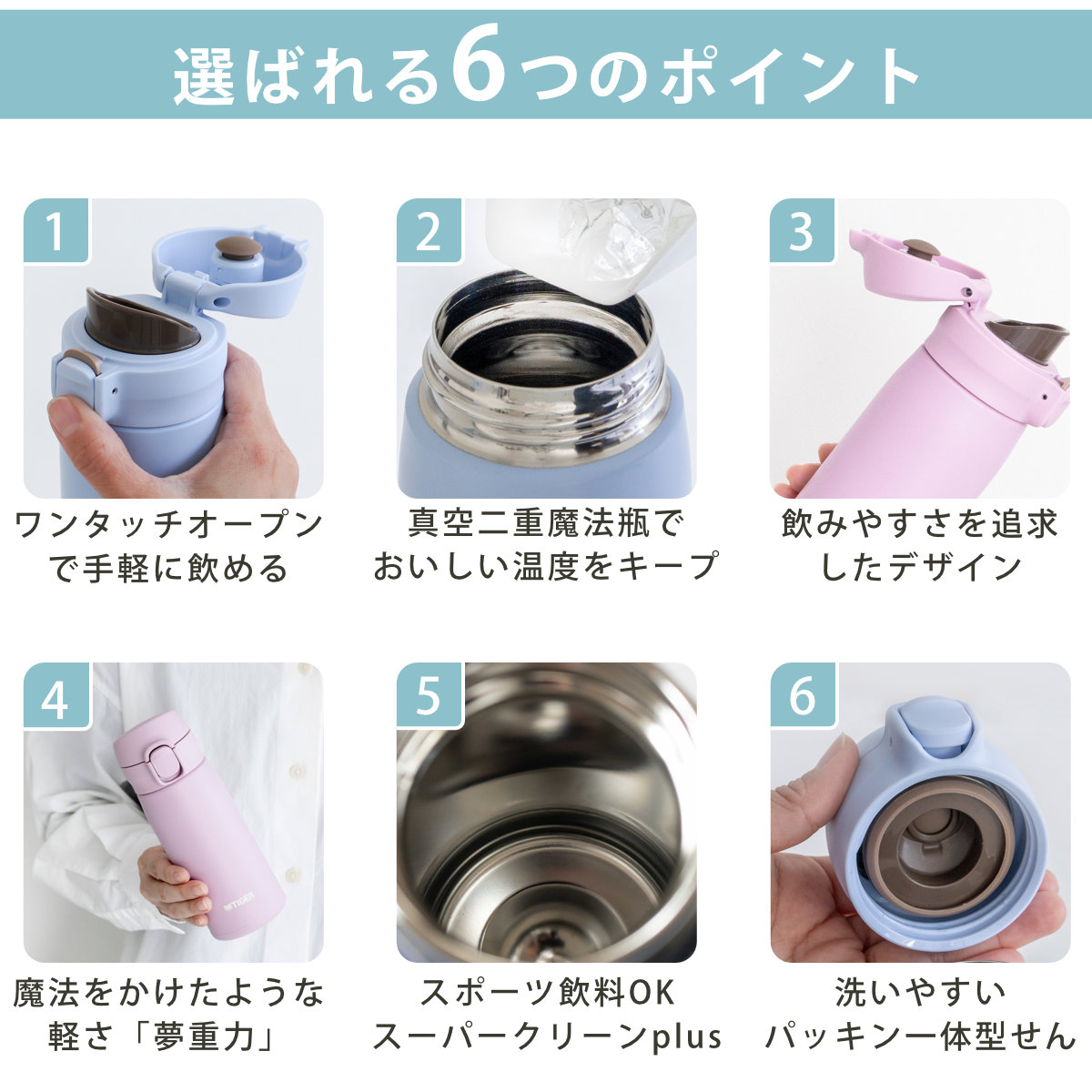 タイガー 水筒 350ml 真空断熱ボトル ワ...の詳細画像4