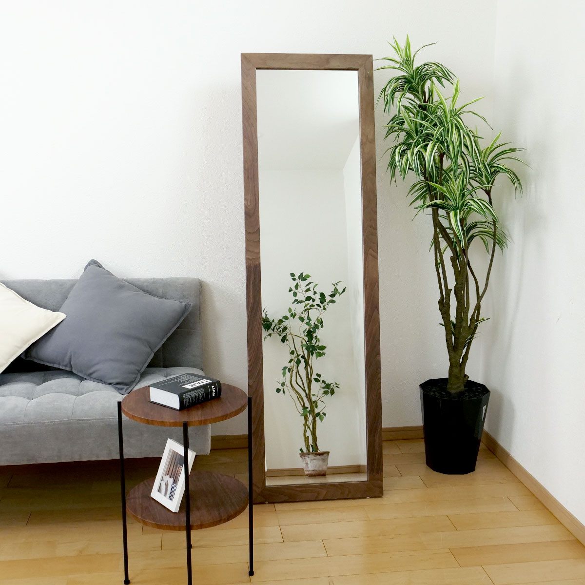 東谷 スタンドミラー 全身 木枠 飛散防止 45×147cm （ 姿見 鏡 ミラー