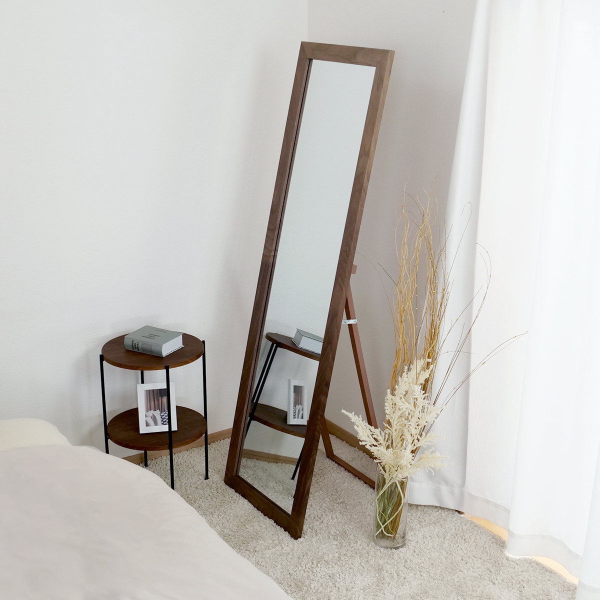 東谷 スタンドミラー 全身 木枠 飛散防止 45×147cm （ 姿見 鏡 ミラー