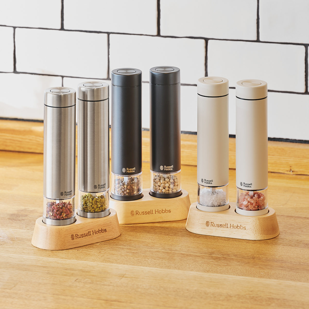 RUSSELL HOBBS（ラッセルホブス） 電動ミル ミニ 2本セット 木製
