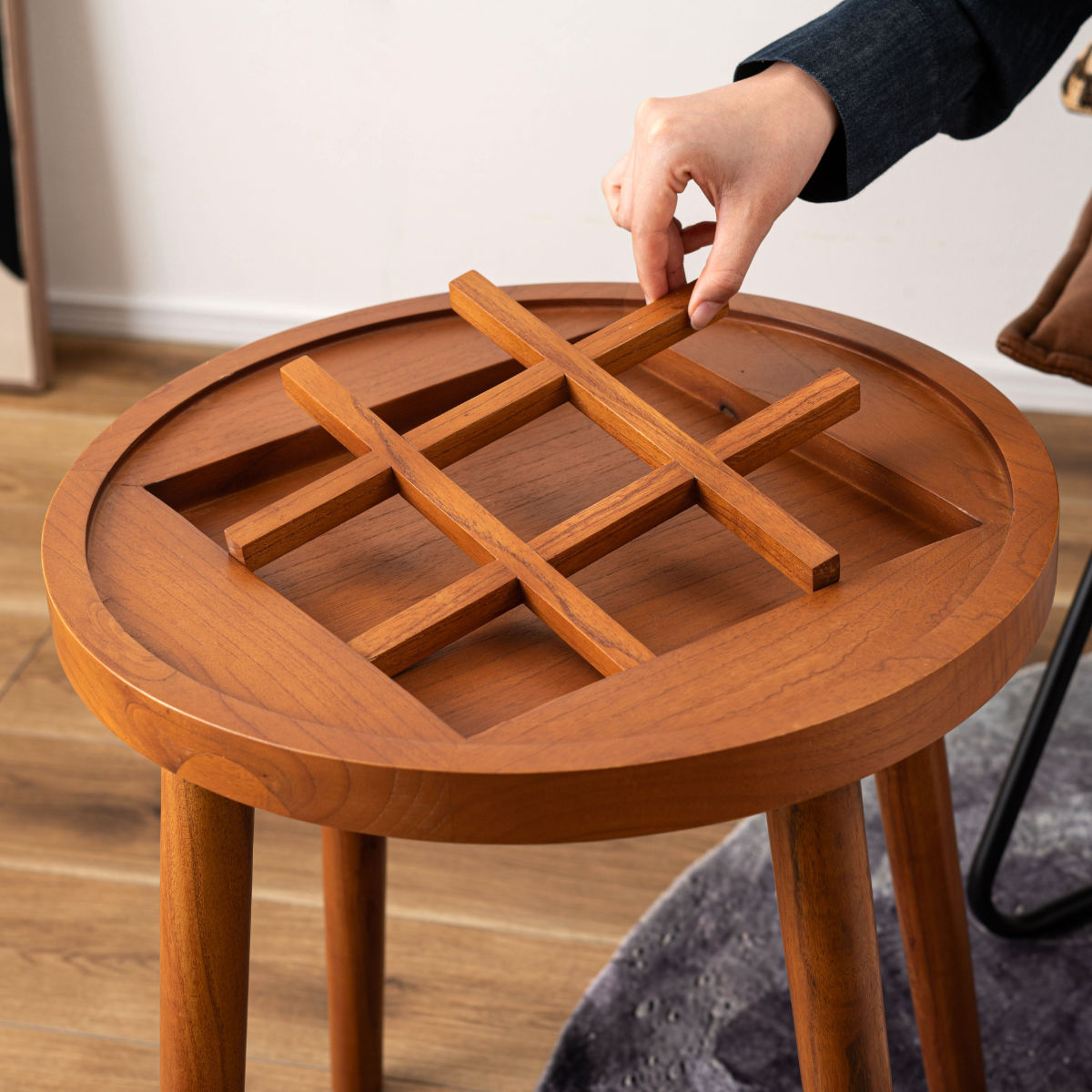 サイドテーブル 高さ50cm 天然木 ボードゲームテーブル （ 木製 ミニ