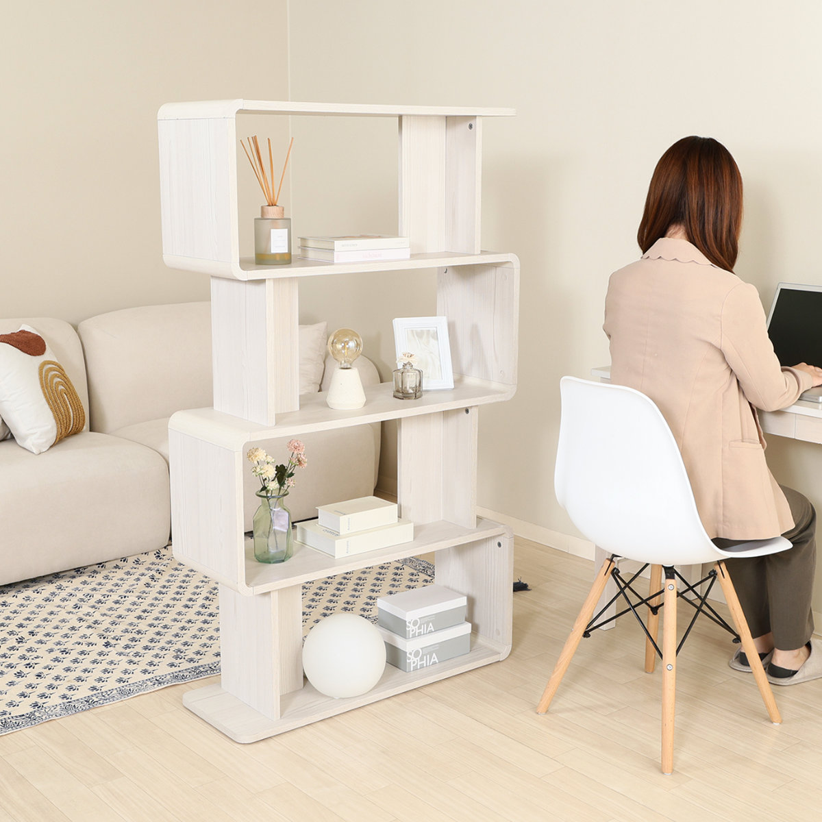 不二貿易（Fuji Boeki） ディスプレイラック 幅80cm 4段 木目調