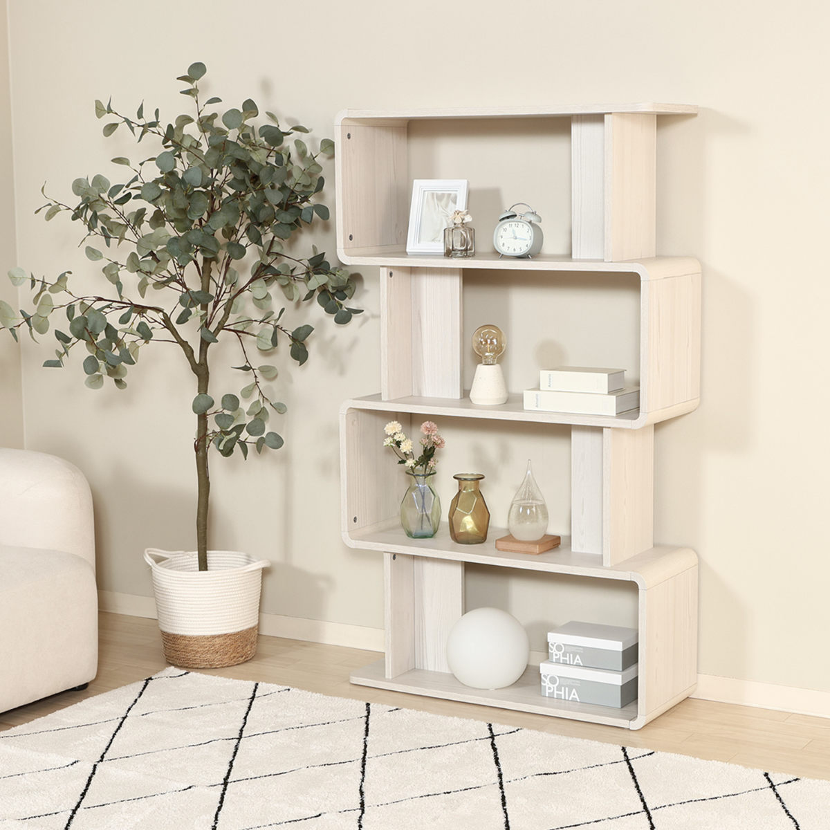 不二貿易（Fuji Boeki） ディスプレイラック 幅80cm 4段 木目調