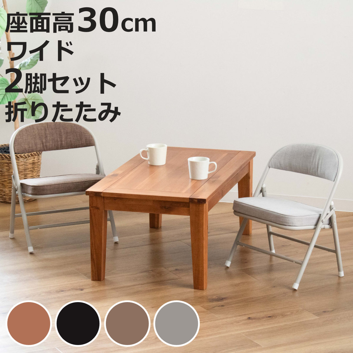 不二貿易（Fuji Boeki） 折りたたみ椅子 ロータイプ 2脚セット