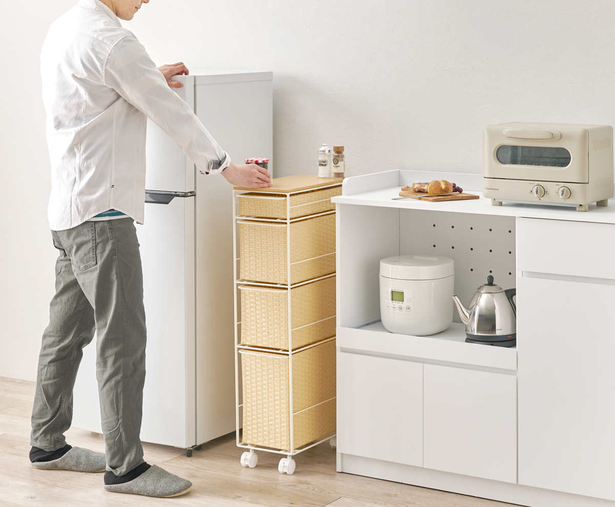 HAGiHARA（萩原） ランドリーチェスト 幅20cm 4段 スリム 引き出し