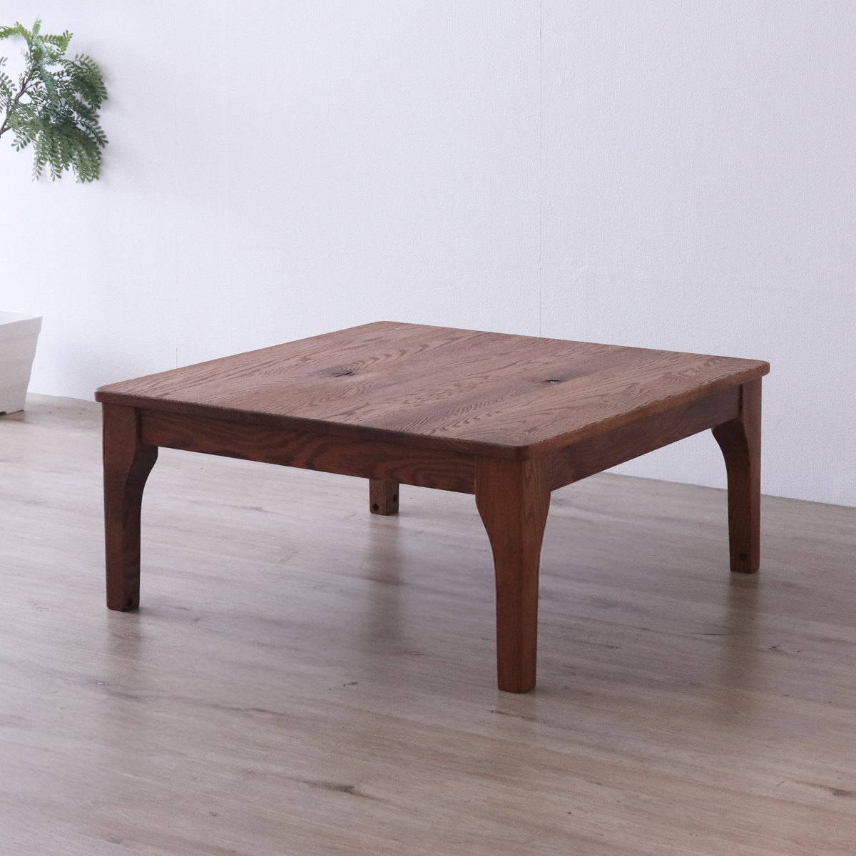 ダイニングテーブル 幅80cm 布団が掛けられる こたつテーブル レッドオーク 無垢材 （ テーブル 食卓テーブル ダイニング リビングテーブル ヒーターなし ）の画像