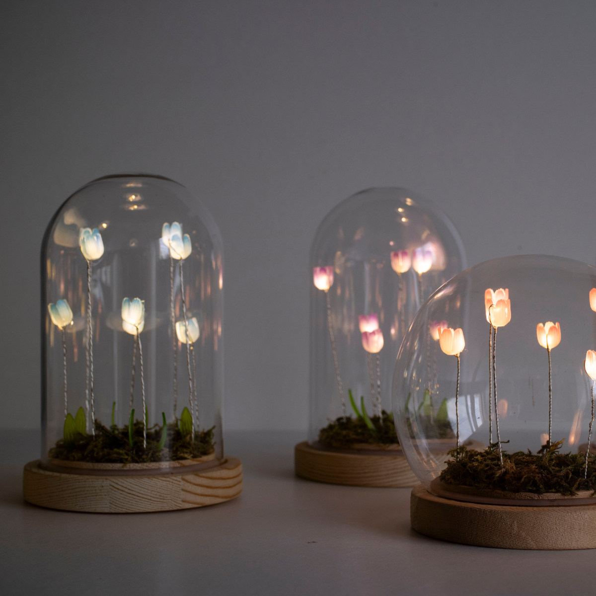 インテリアライト LUMO フラワー ガラスドーム （ 間接照明 卓上