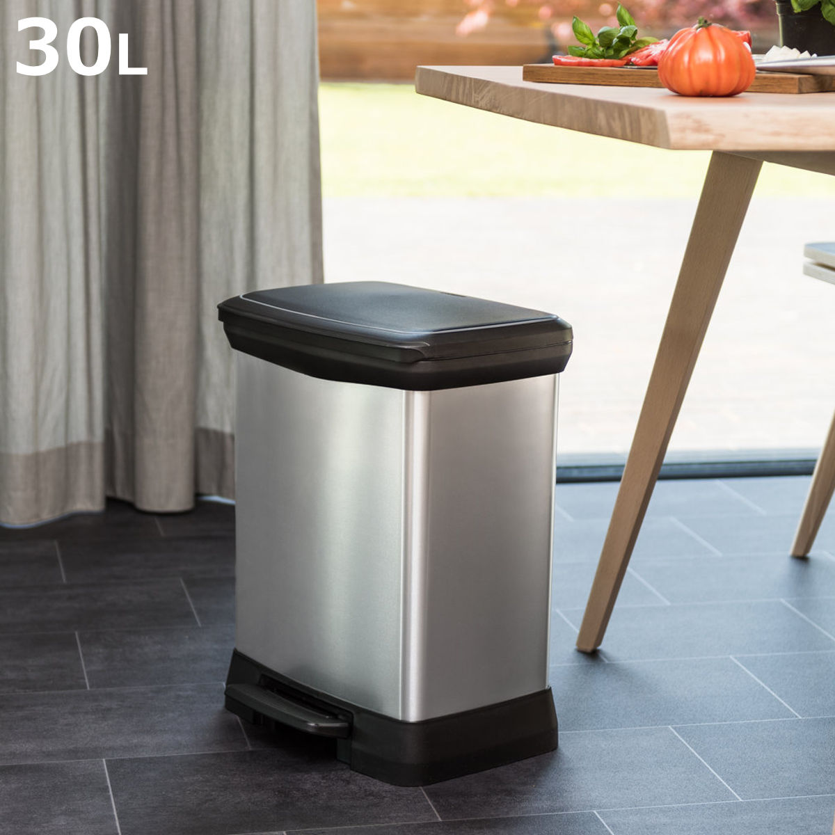 ゴミ箱 30L ステンレス Deco ペダルビン ペダル式 （ ごみ箱 30リットル デコ ペダル ふた付き 軽量 ）