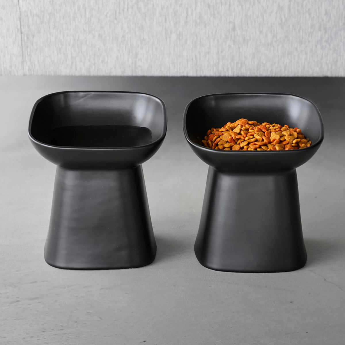 山崎実業 nooks 食べやすい高さ陶器ペットフードボウル ヌークス 斜め