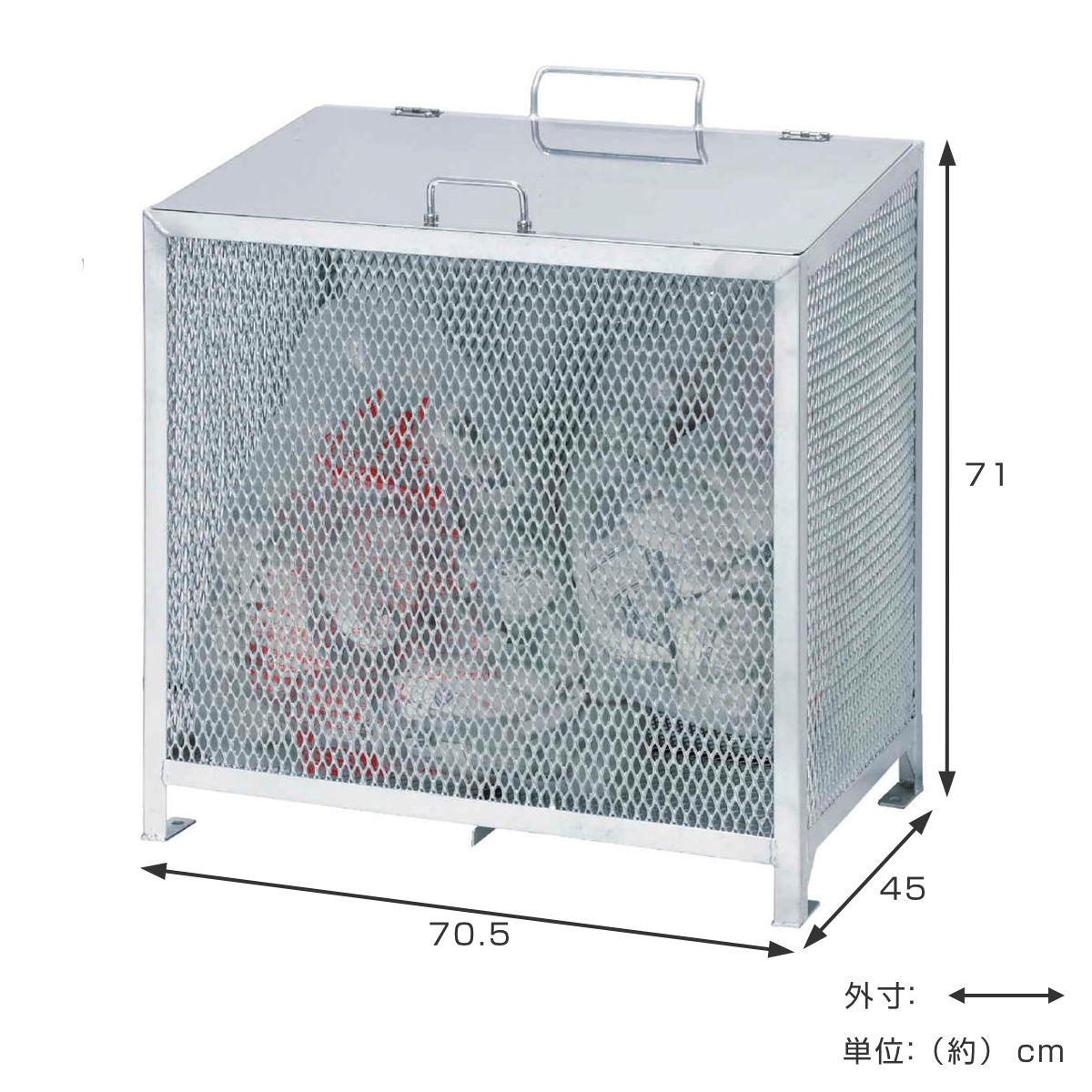 業務用ゴミ箱 160L ダストBOX-S 横型メッキ （ 法人限定 幅80cm 屋外用 ゴミ箱 扉 ゴミ 3袋分 収集ボックス 屋外ストッカー 収納庫 ゴミ置き場 ゴミ捨て ）の画像