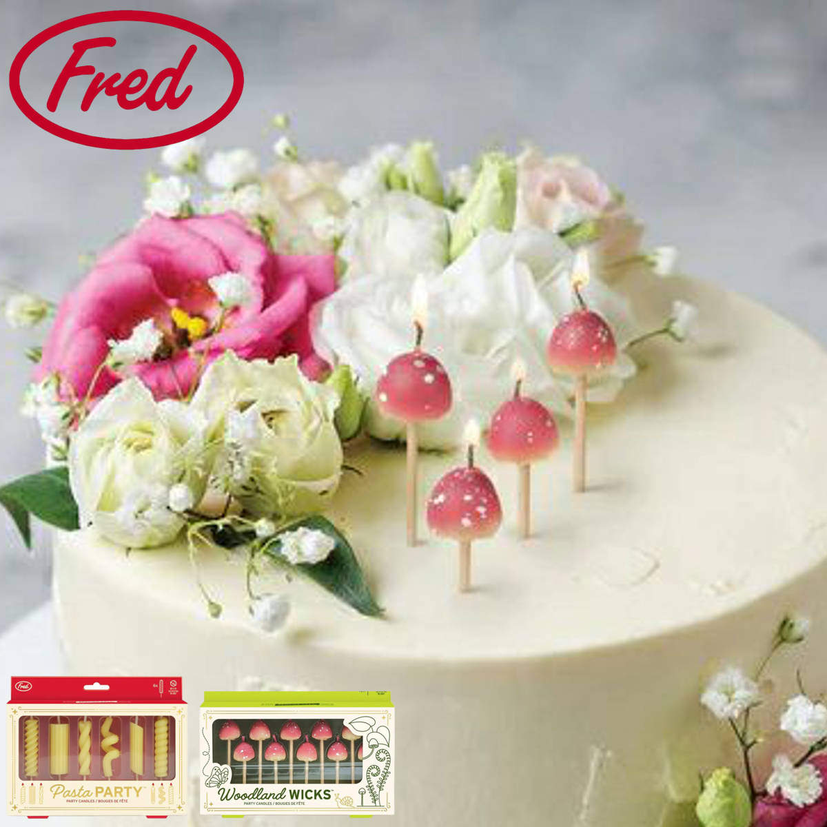 Fred キャンドル パーティー 食べ物 オシャレ お祝い （ フレッド パスタ きのこ 誕生日 ケーキ ロウソク かわいい ）