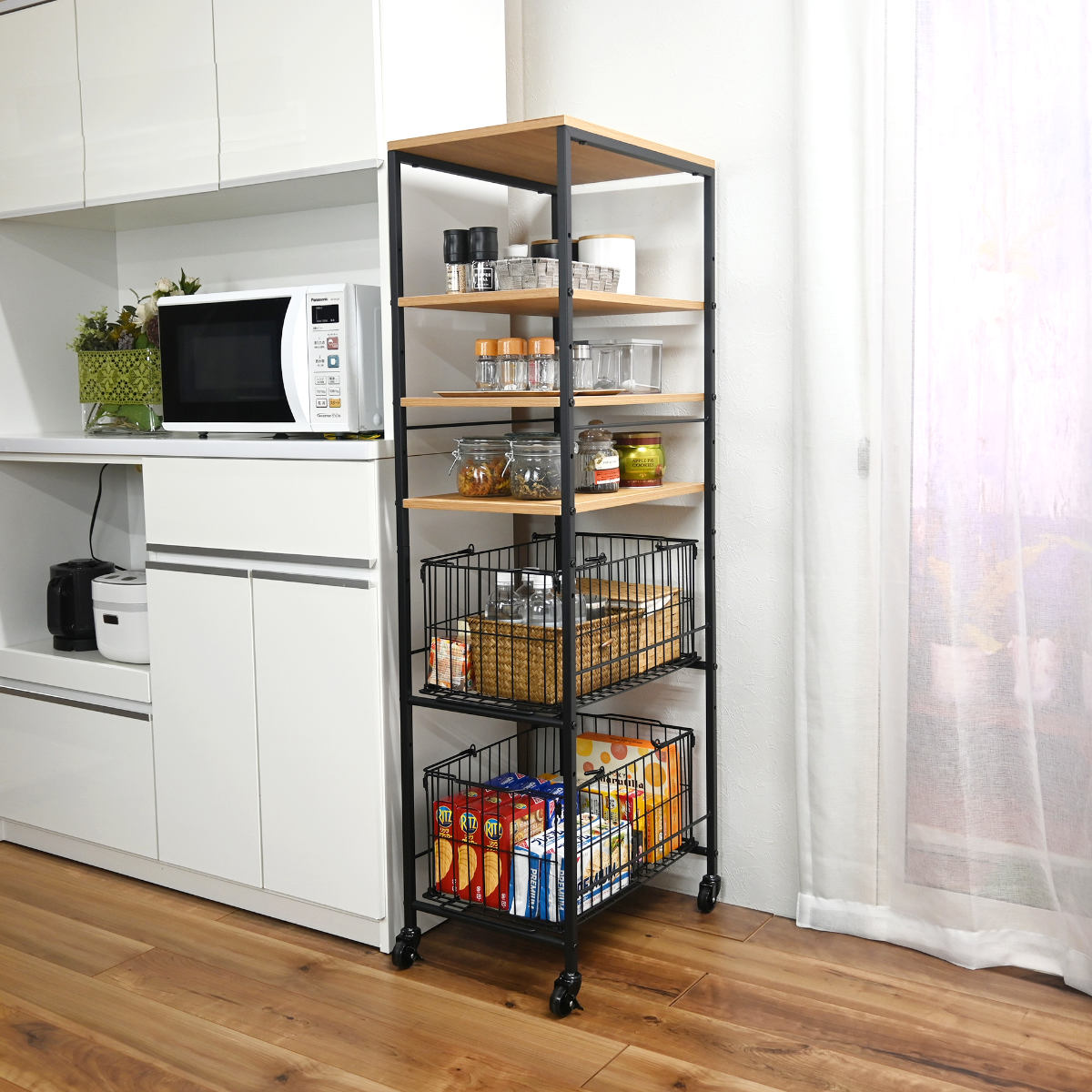 N3022 キッチンストッカー【レノン】KS-1259 フクダクラフト フクダクラフト キッチンラック 幅38.5cm キッチン収納 大容量 隙間