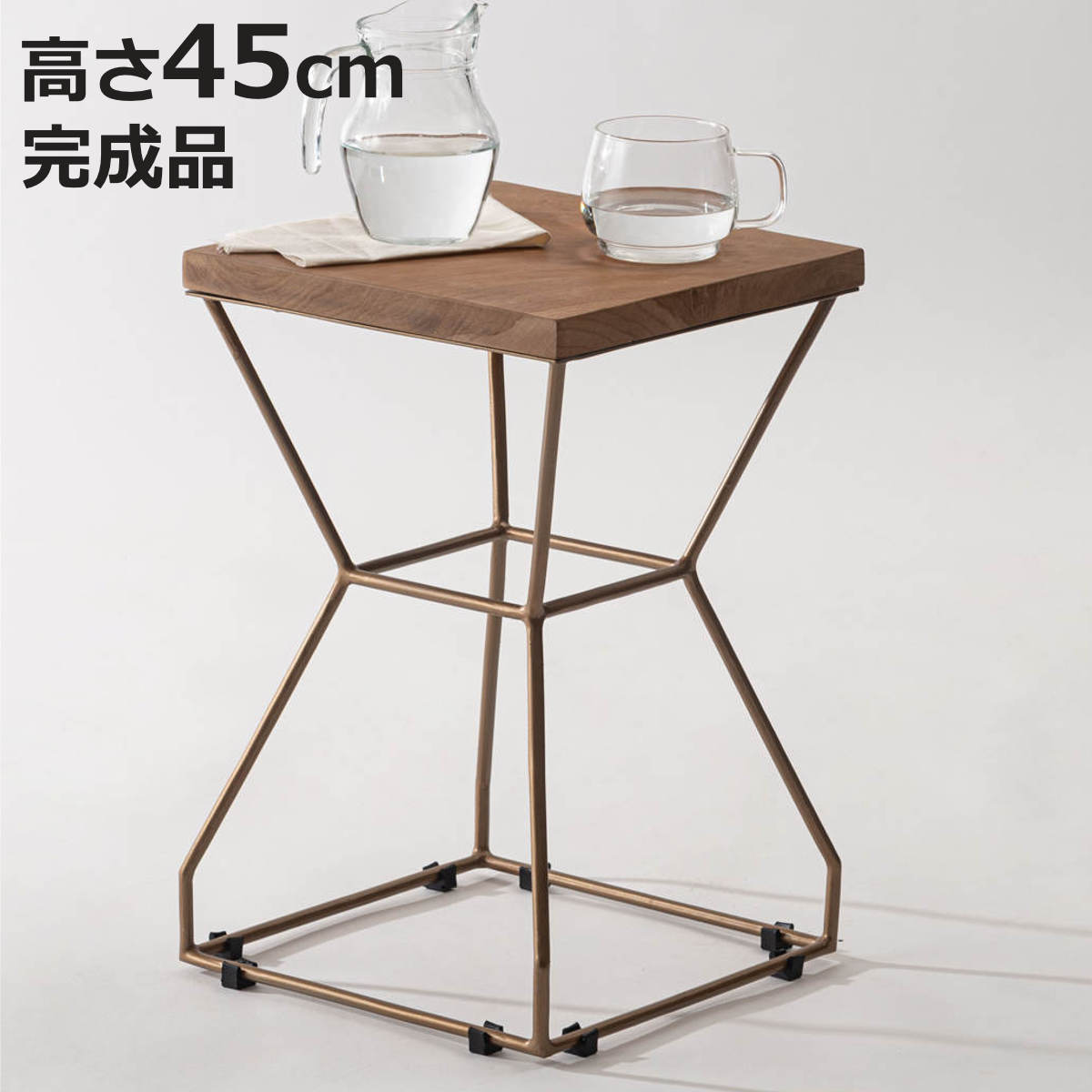 スツール 高さ45cm 木製天板 完成品 （ チェア チェアー 1人掛け イス いす 椅子 腰掛け 木製 天然木 キッチン 背もたれなし 四角 サイドテーブル 軽量 ）