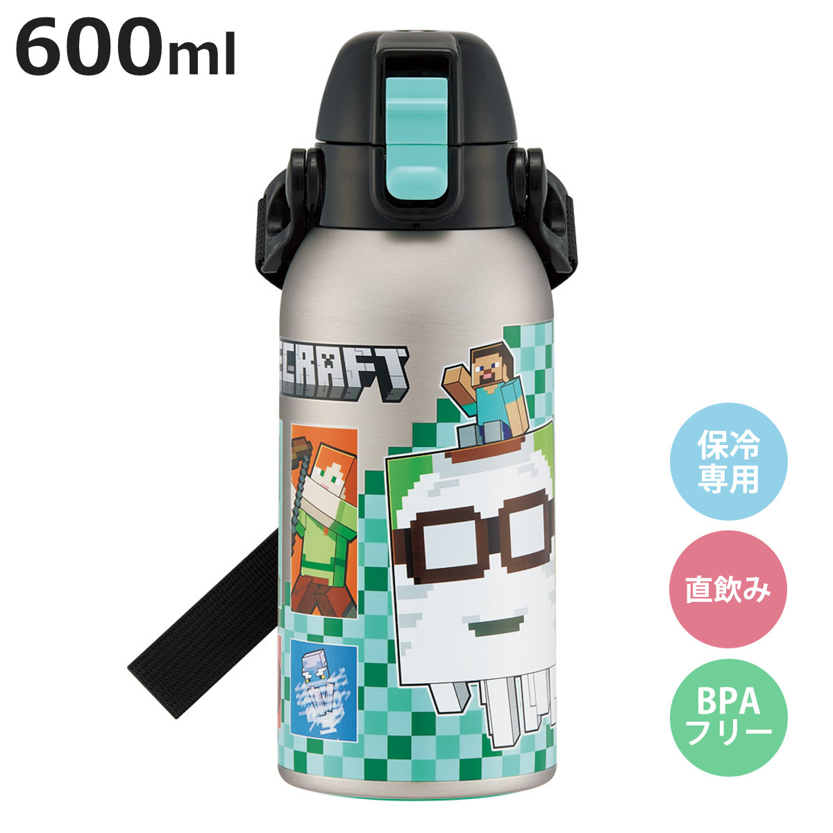 弁当箱・水筒 Robby スケーター 水筒 600ml ダイレクトボトル マイクラ26 （ マイン
