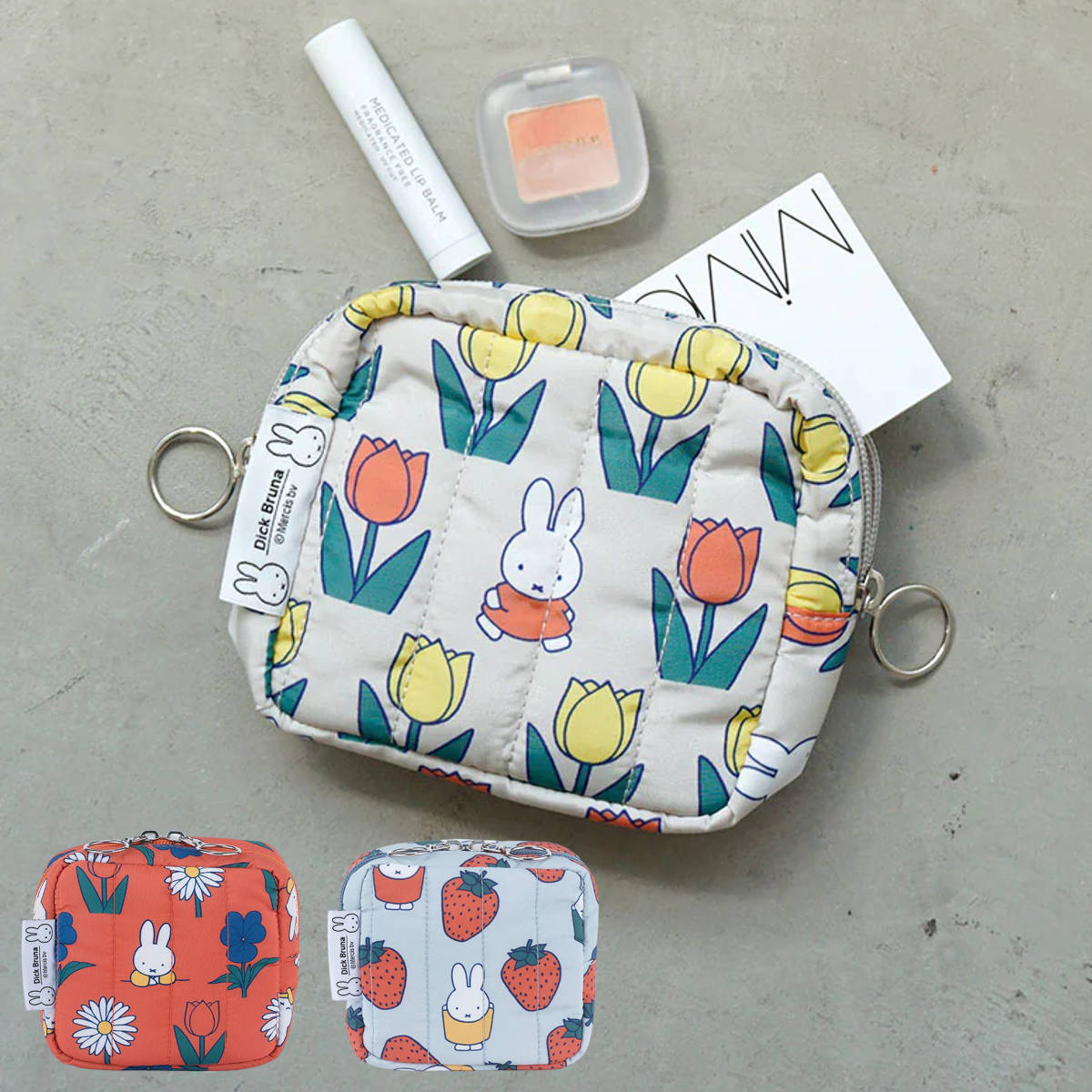 ポーチ ミッフィー miffy Dick Bruna 小さめ 小物入れ キルティングスクエアポーチ （ コスメポーチ コンパクト かわいい 小物収納 ファスナー ）