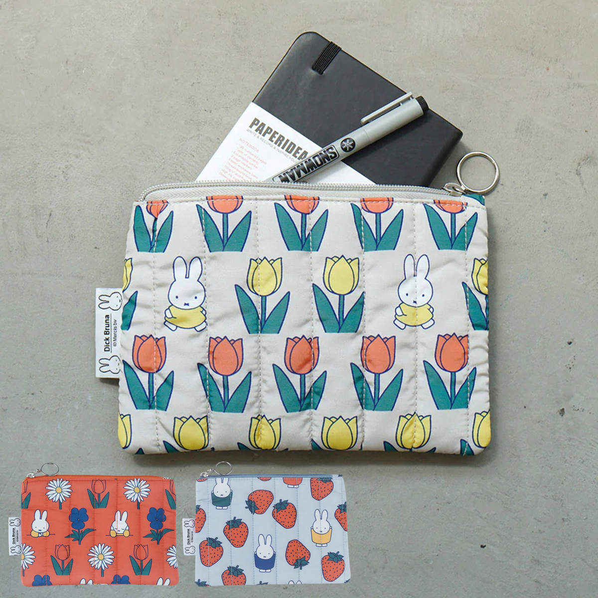 ポーチ ミッフィー miffy Dick Bruna 薄型 キルティング ( 薄い スリム ミニポーチ 小物入れ コスメポーチ )