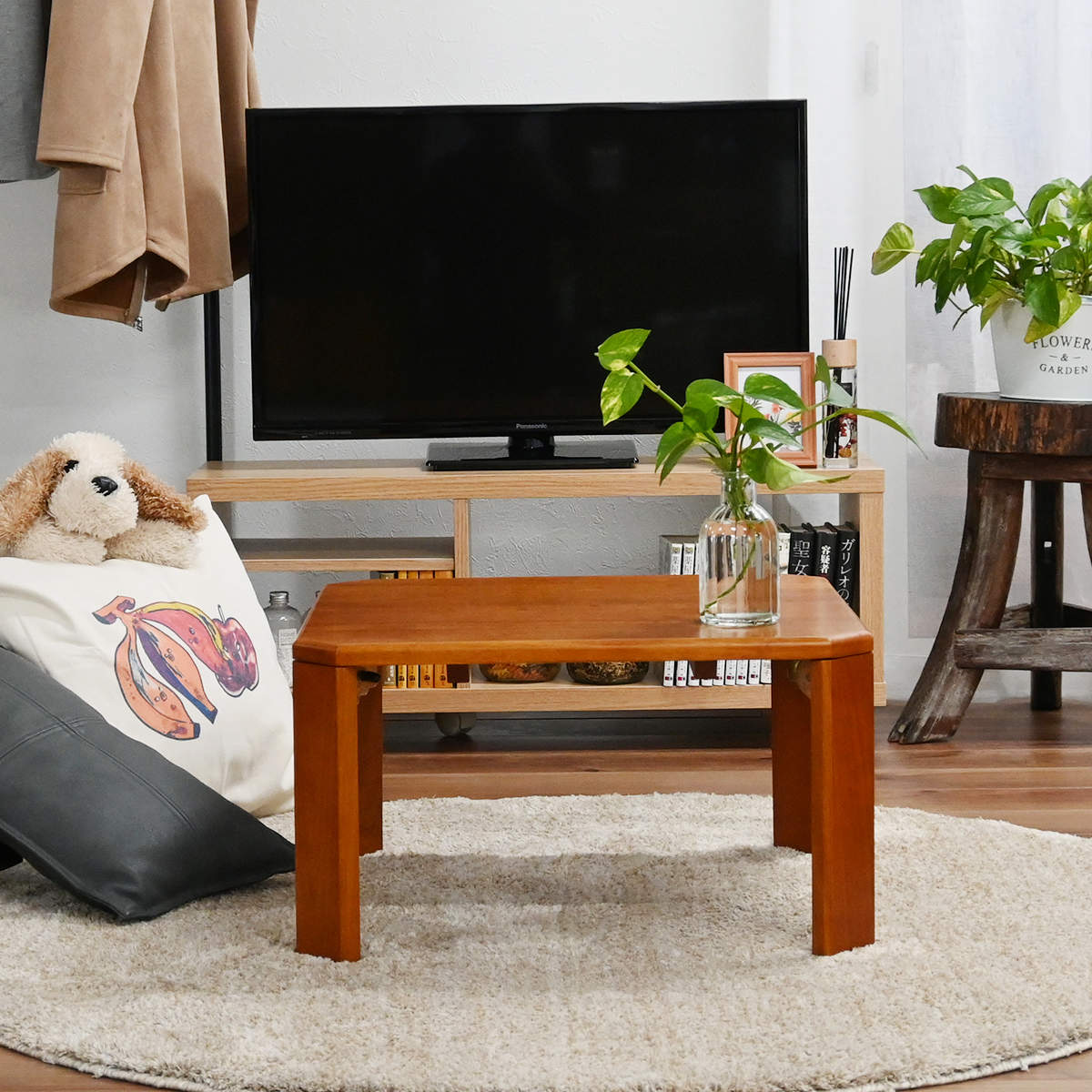 ローテーブル 正方形 コーヒーテーブル 座卓 机 フクダクラフト ローテーブル 幅53cm 正方形 折り畳み 天然木 座卓