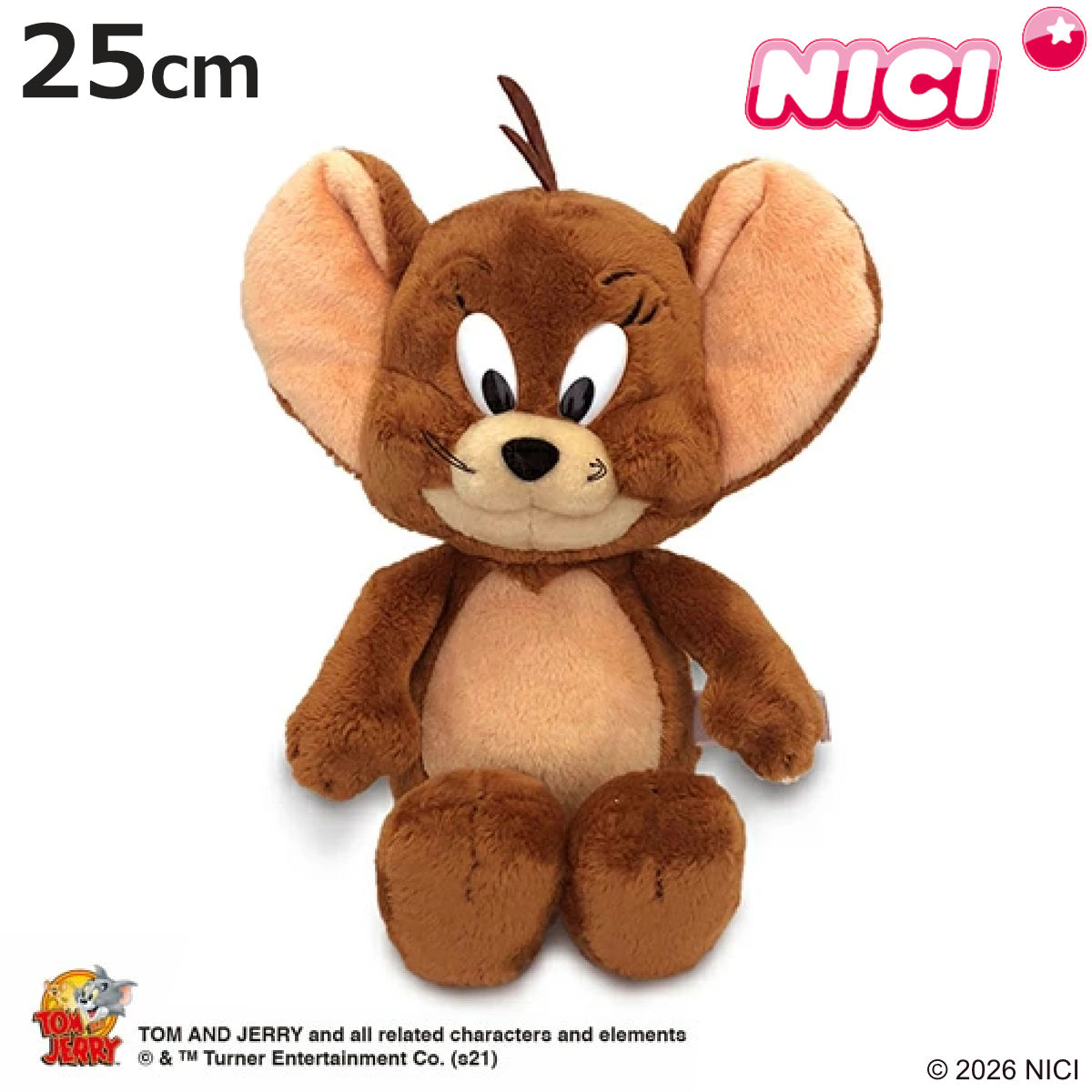 NICI トムとジェリー ジェリー クラシック 25cm ぬいぐるみ （ ニキ ヌイグルミ ふわふわ アニマル グッズ かわいい キャラクター トムジェリ お座りタイプ ）