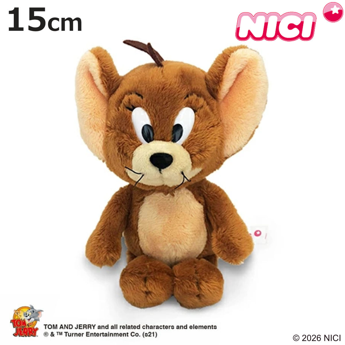 NICI トムとジェリー ジェリー クラシック 15cm ぬいぐるみ （ ニキ ヌイグルミ ふわふわ アニマル グッズ かわいい キャラクター トムジェリ お座りタイプ ）