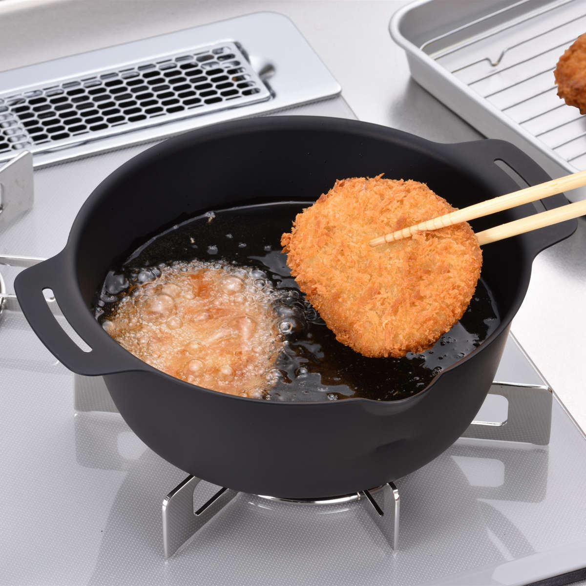両手鍋 22cm 継ぎ目のない 揚げ鍋 日本製...の詳細画像2