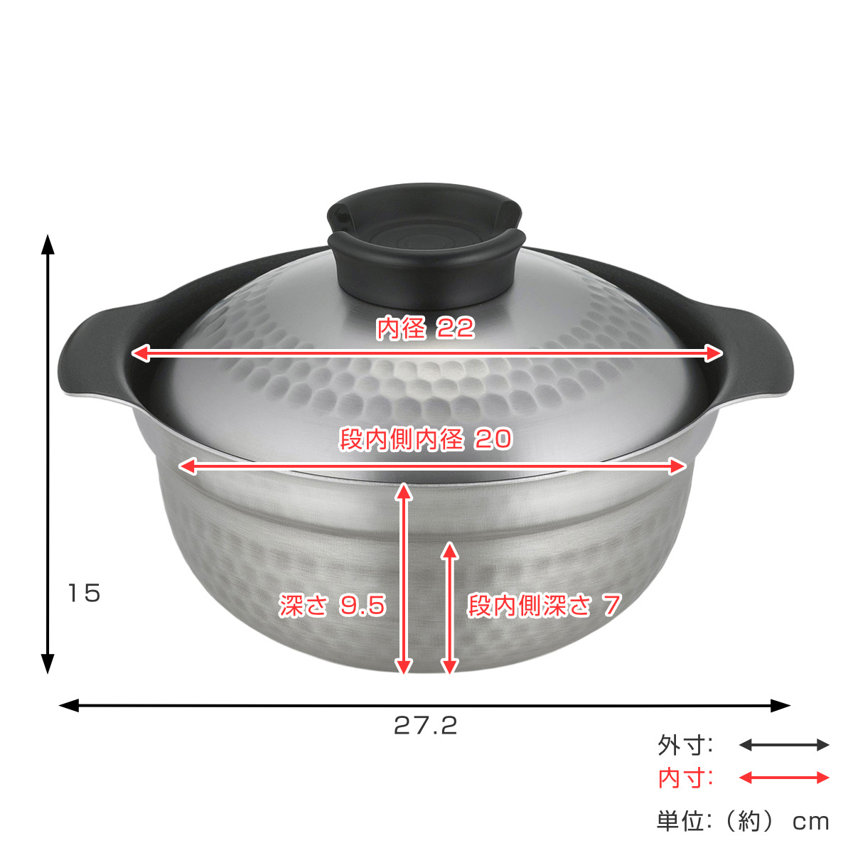 炊飯鍋 越匠 ごはん釜 三合炊き 日本製 ( ...の詳細画像1