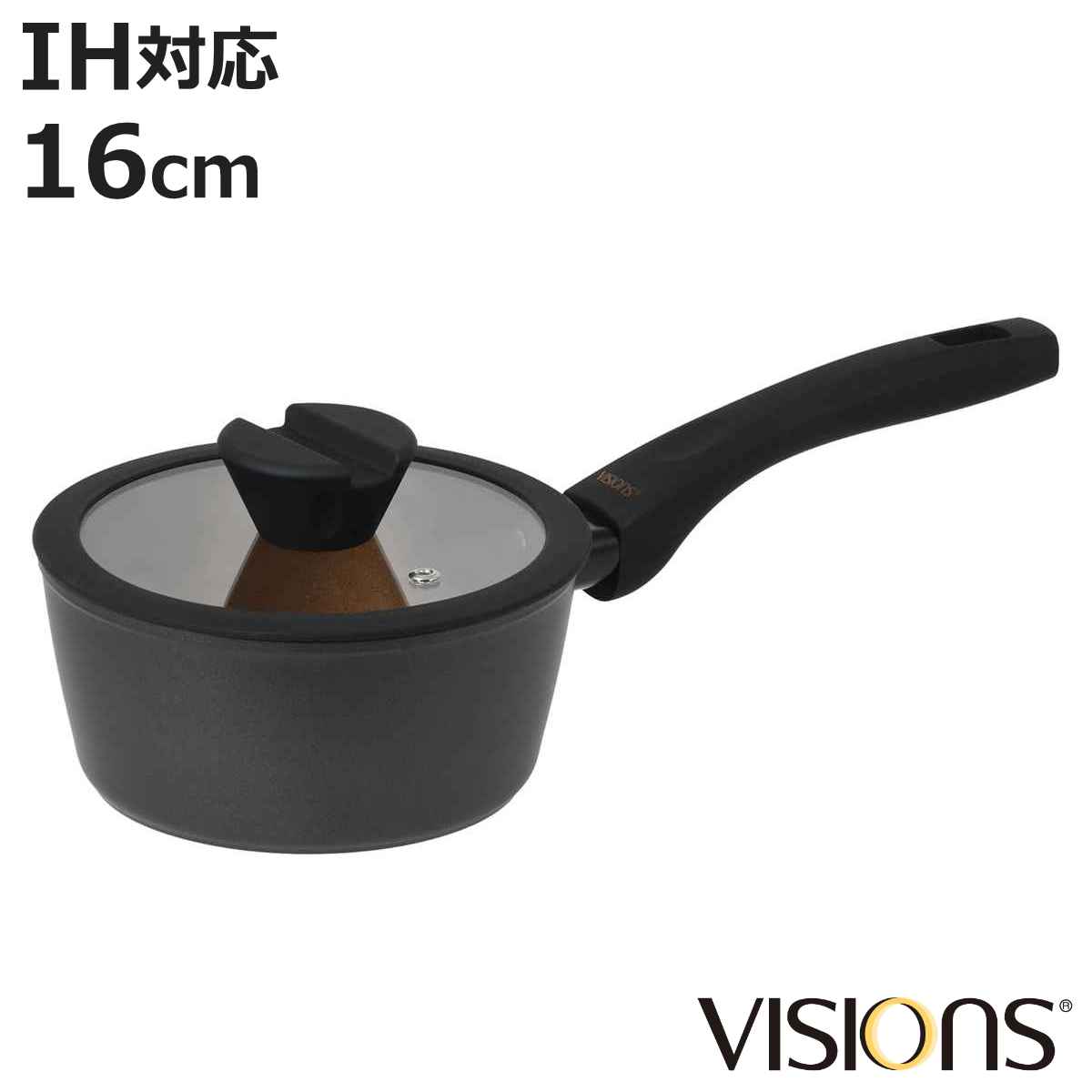 �Ў�� 16cm IH�Ή� VISIONS GOLD Coating Black �\�[�X�p�� �i ���� �K�X�ΑΉ� �I�[���M���Ή� �K���X�W�t�� ���� �~���N�p�� �j