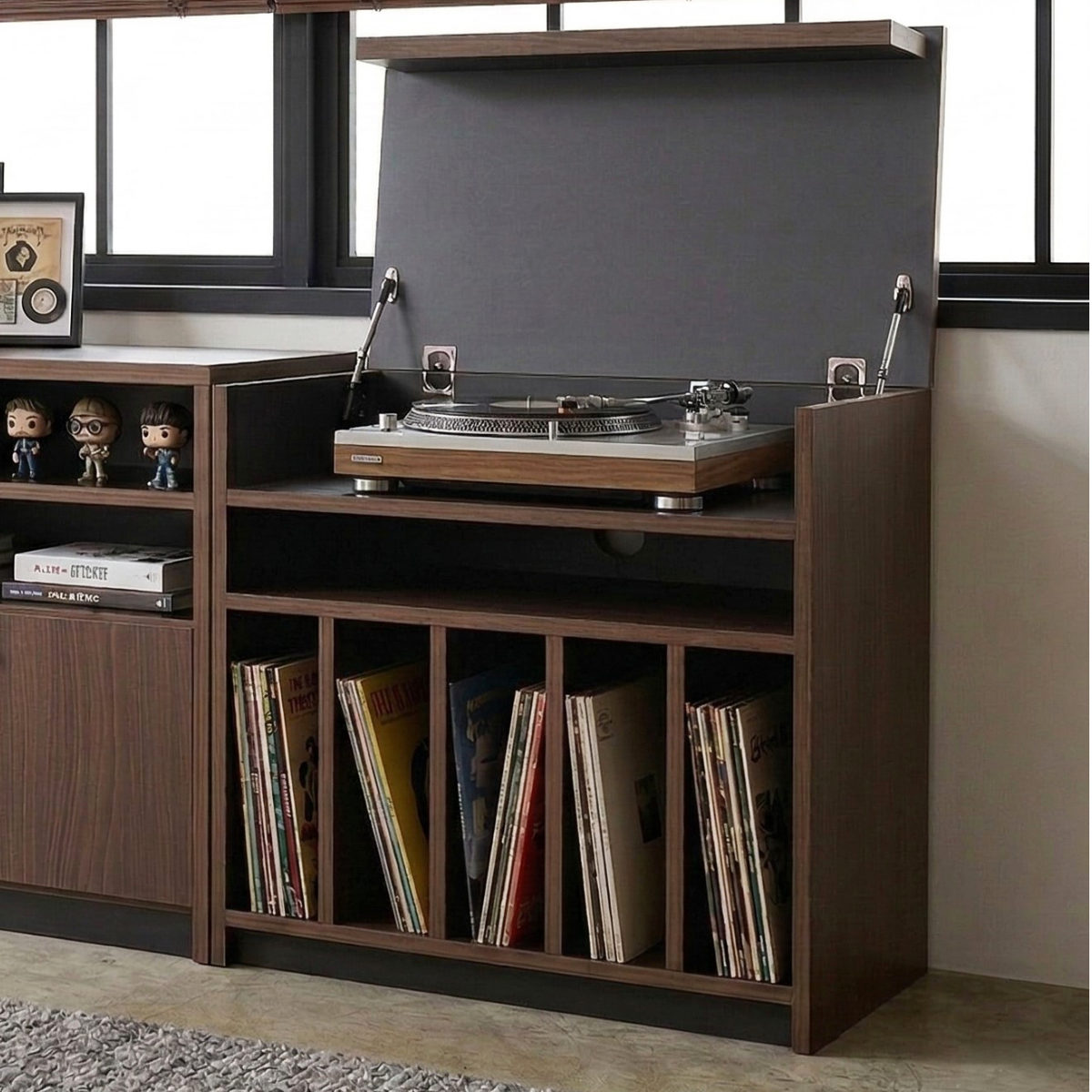 GART（ガルト） レコードキャビネット 幅70cm 木目調 日本製 完成品