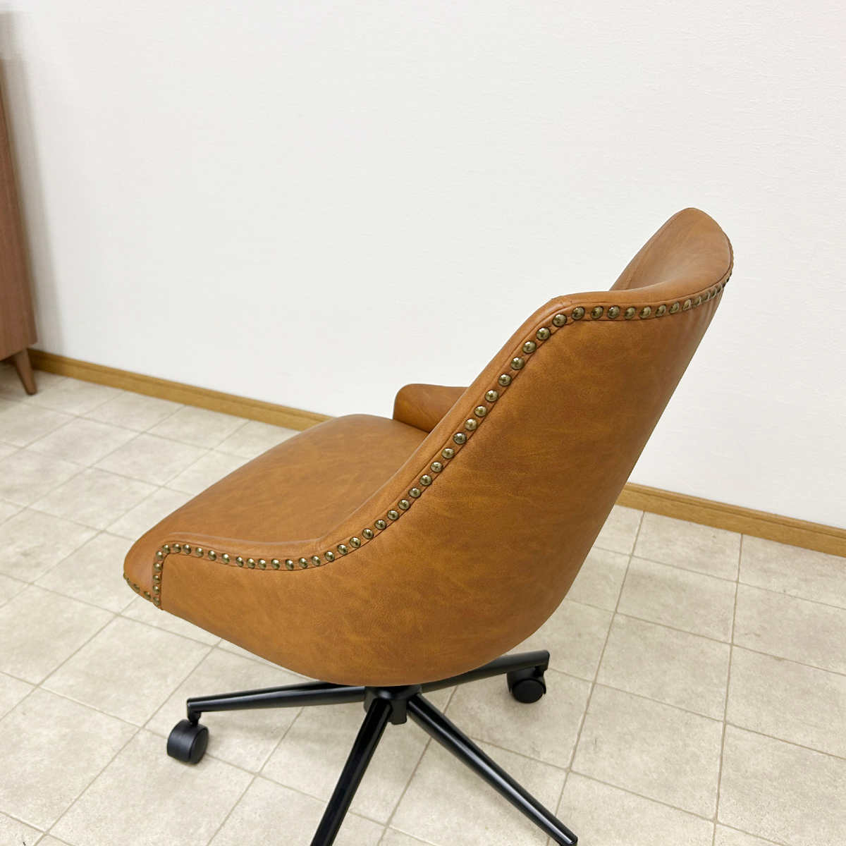 オフィスチェア 座面高40〜50cm PUレザー ホール （ パソコンチェア
