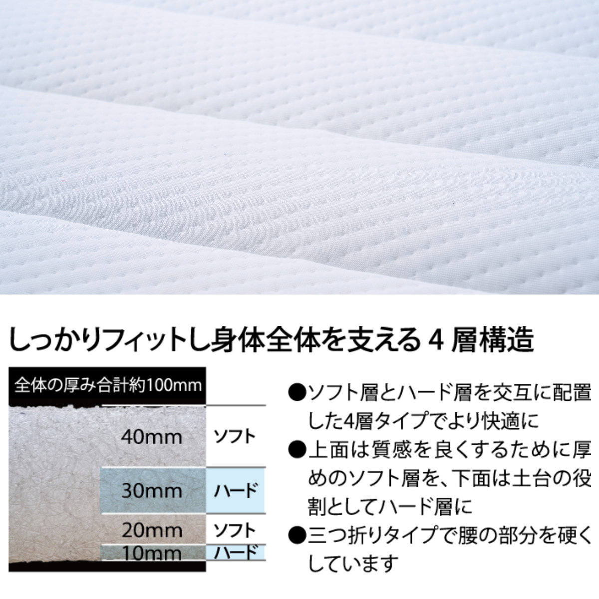 プリマレックス ベッドマット10cm セミダブル （ マットレス 厚さ10cm 日本製 メッシュ生地 洗える ）_6