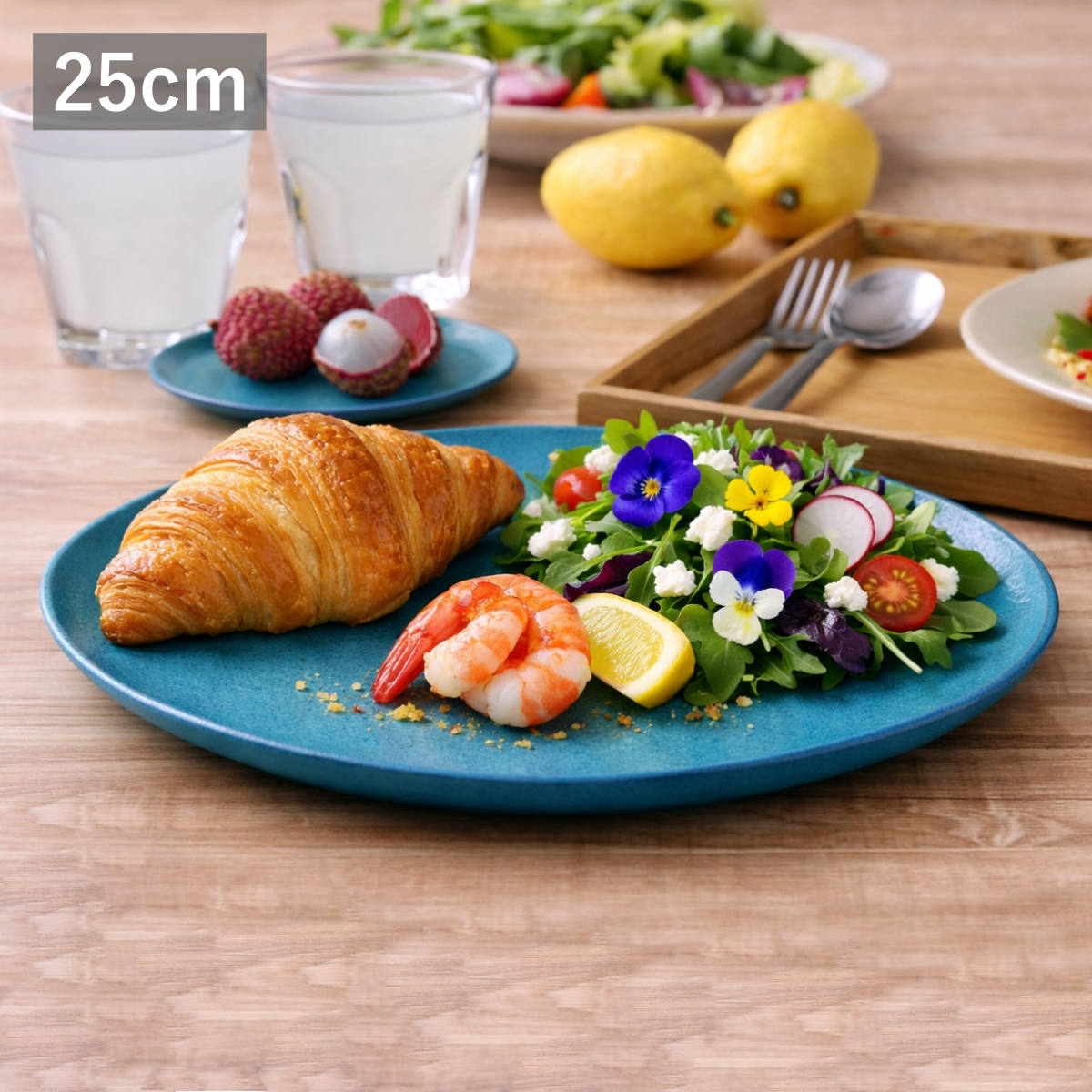 riceブルー 大プレート2枚セット プレート トルコブループレート 大 25cm （ 食洗機対応 電子レンジ対応